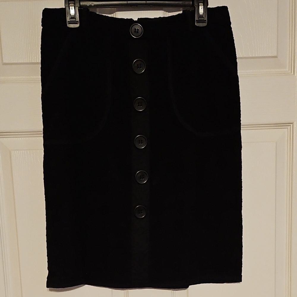 Worthington Black Button-Front Pencil Eyelet Skirt